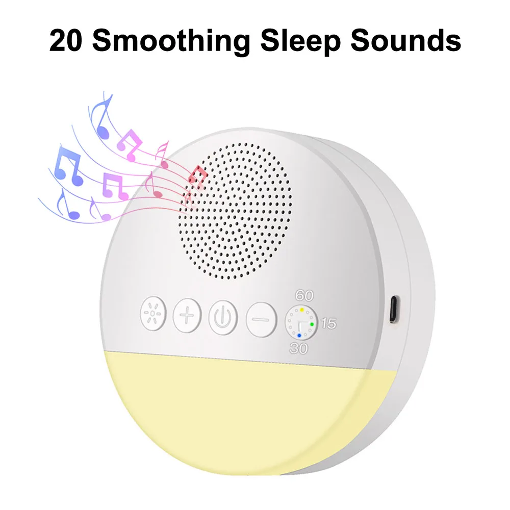 USB Rechargeable White Noise Machine Music Light Sleep Machine 20 Sounds Timed Shutdown Sleep Sound Machine