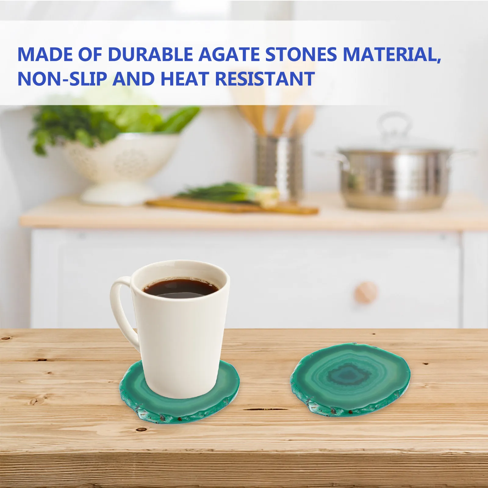 Round Agate Coaster Natural Stone Heat Resistant Non Slip Absorbent Cup Pad for Hot Beverages Home Decoration Gift Desktop