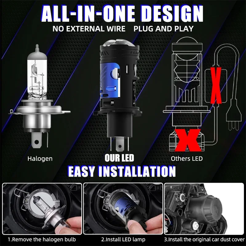 2500 واط H4 LED سيارة المصابيح الأمامية العارض عدسة 3000000LM CANBUS CSP توربو السيارات لمبة H4 عالية منخفضة ضوء الضباب المصباح الكهربي 12 فولت 24 فولت LHD #6