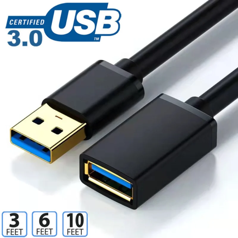 Przedłużacz USB 3.0 2.0 5gbps 3FT 6FT 10FT męski na żeński przedłużacz USB do komputer stancjonarny laptopa TV dysk twardy aparat