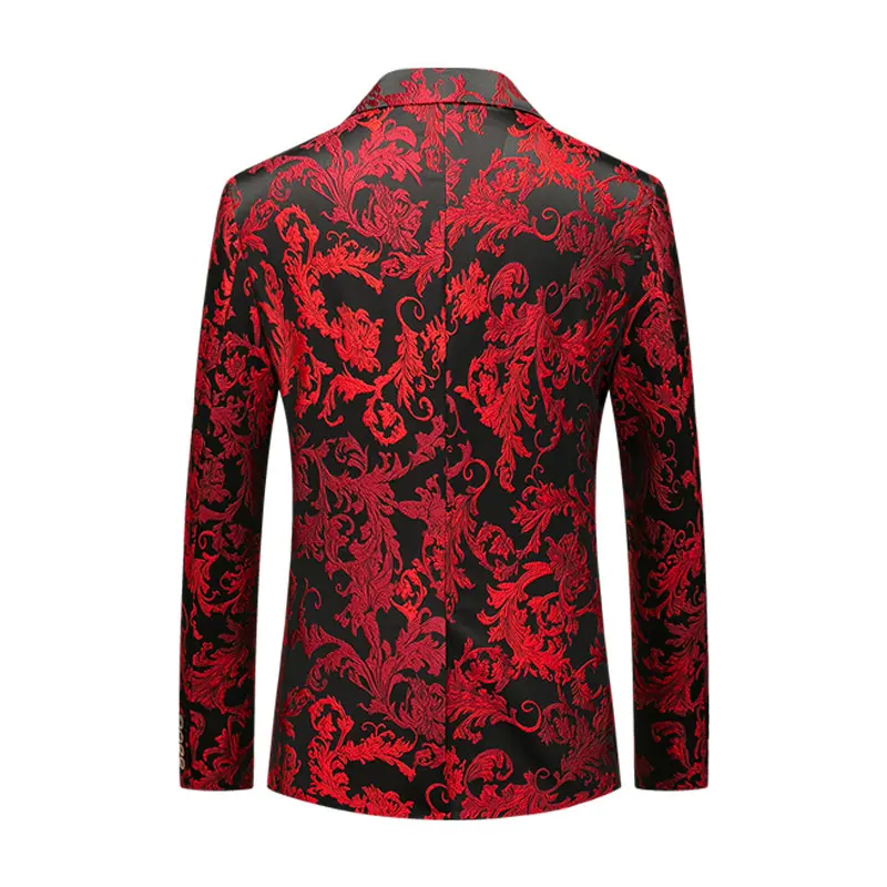 Classic Men Business Jacquard Suit Jacket Black / Red / Blue Fashion Men\'s Luxury Wedding Party Blazer Slim Fit Dress Coat