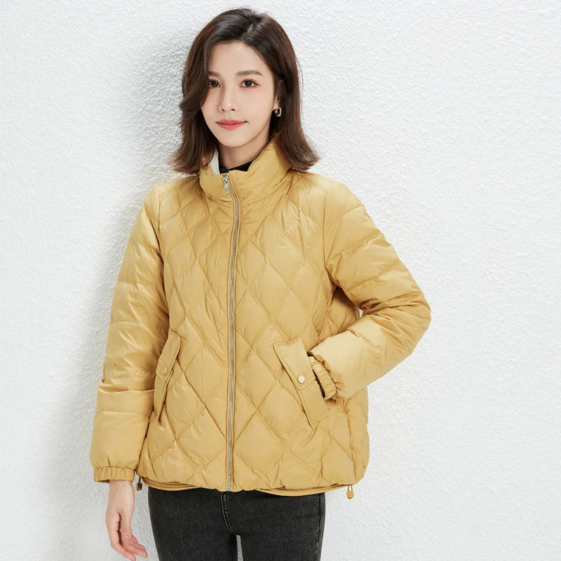 NEW Woman Winter Coat Ultra Light Natural 90% Duck Down Jacket Female Portable Jackets Lightweight Parkas Diamond Lattice