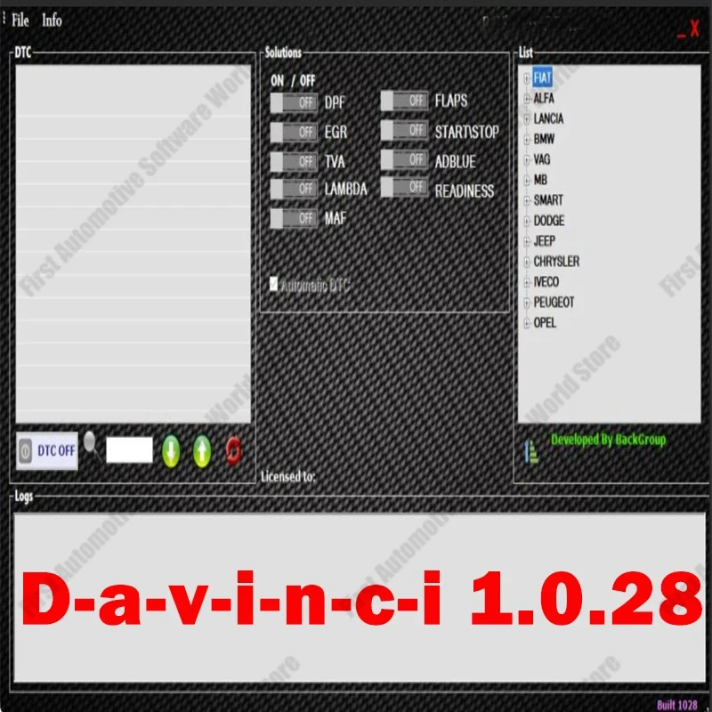 برنامج برمجة إسبنشي ، Da Vinci يغلق DPF EGR DTC Urea ، 1.0.28 ،