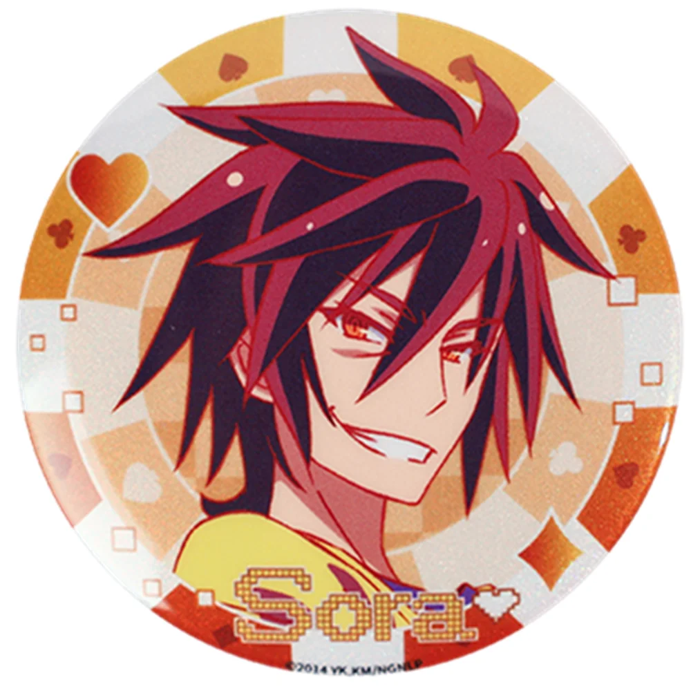 58mm Anime NO GAME NO LIFE Sora Shiro Riku Dora Stefani Dora Cosplay COSTUME Badge Pin SPTE Tinplate Brooch﻿ Prop Xmas Gilf