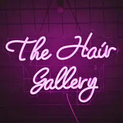 Hair Gallery Neon Sign Pink Dimmable LED Light Shop Wall Decoration For Beauty Salon Hair Studio Barber Shop USB Powered Lamp