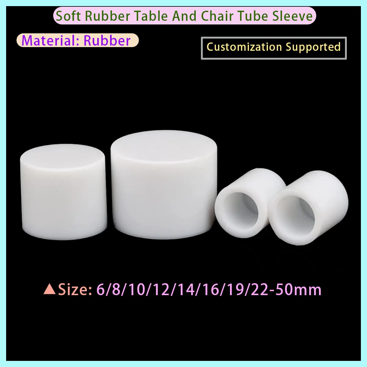 Round Rubber PVC Furniture Leg Cap White Sealing Plug Pipe Cover Furniture Sofa Leg Pad 10mm/0.39in-50mm/1.97in