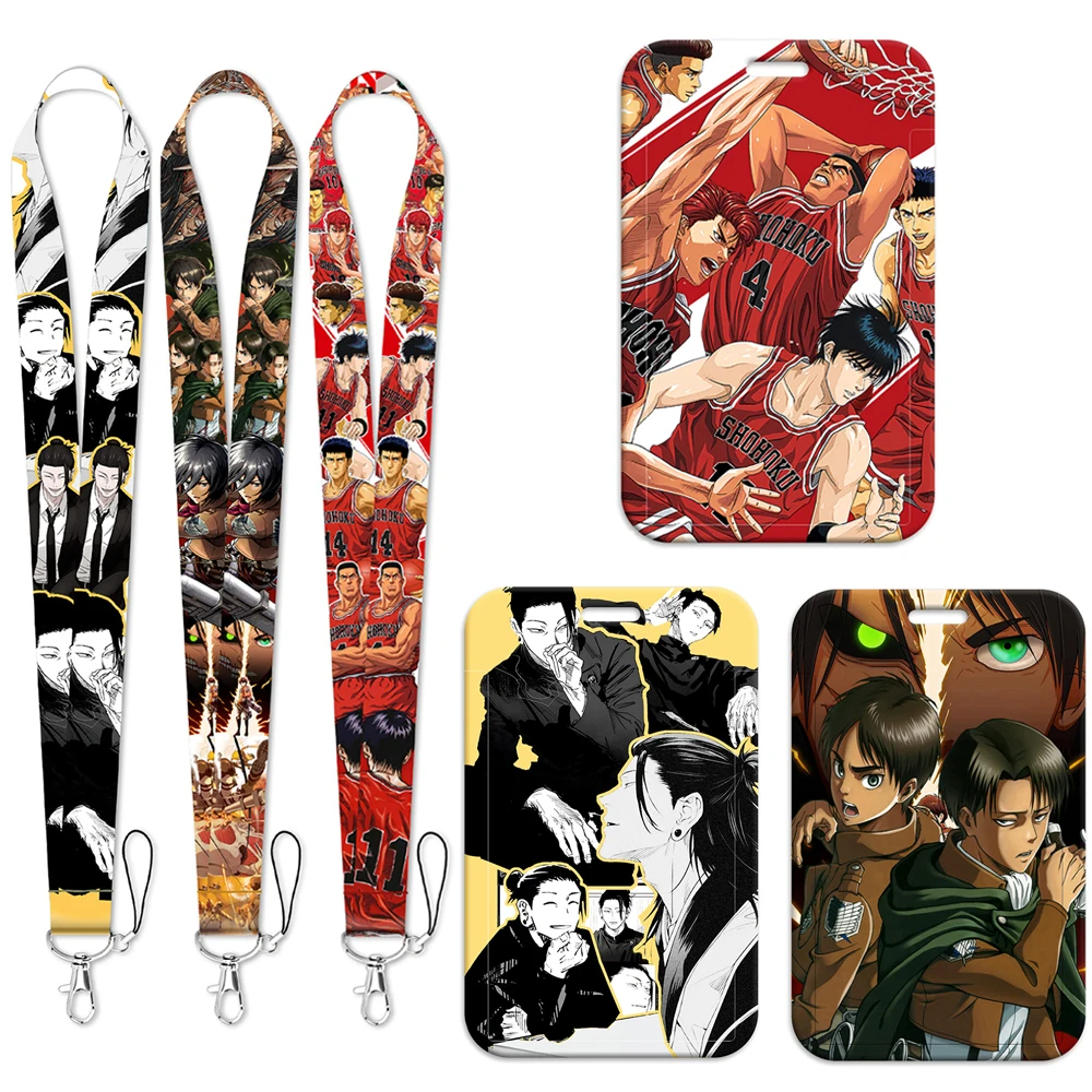 Anime Boys Lanyard For Keys chain Anime Card Cover Badge Holder Keychain for Keyring Accessories Jewelry Friendship Gifts