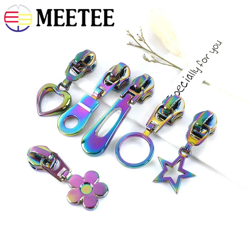 5Pcs 5# Rainbow Zipper Slider Puller for Nylon Zip Clothes Jacket Backpack Repair Zips Head Replace Zippers Sewing Accessories