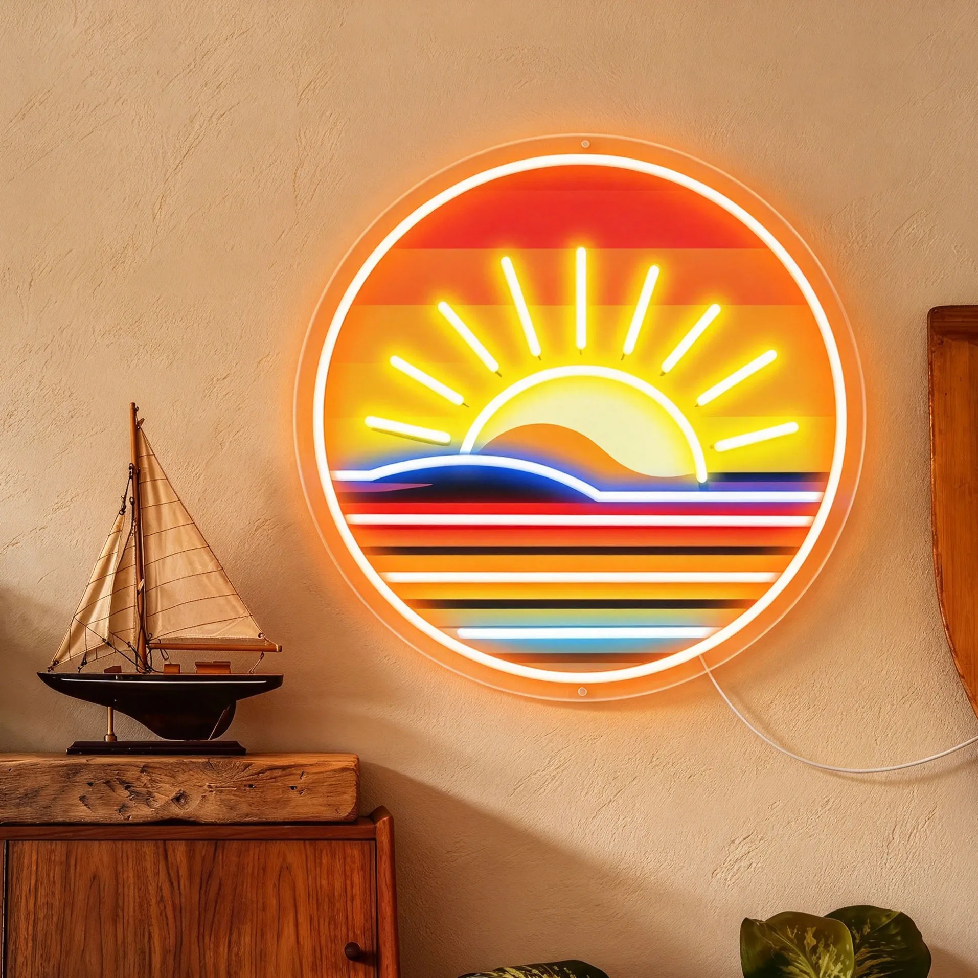 Morning Sunset LED Neon Sign, Retro Sunset Wall Decor, Aesthetic Neon Light, Bedroom & Gaming Room Accent, Modern Home Wall Art