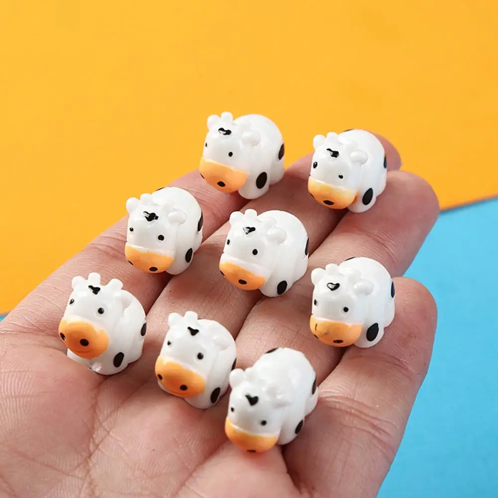 Mini Cow Statues Cattle Collectible Toy Miniature Dairy Cow Figurine Set Tiny Resin Cattle Models for Dollhouse Fairy Garden