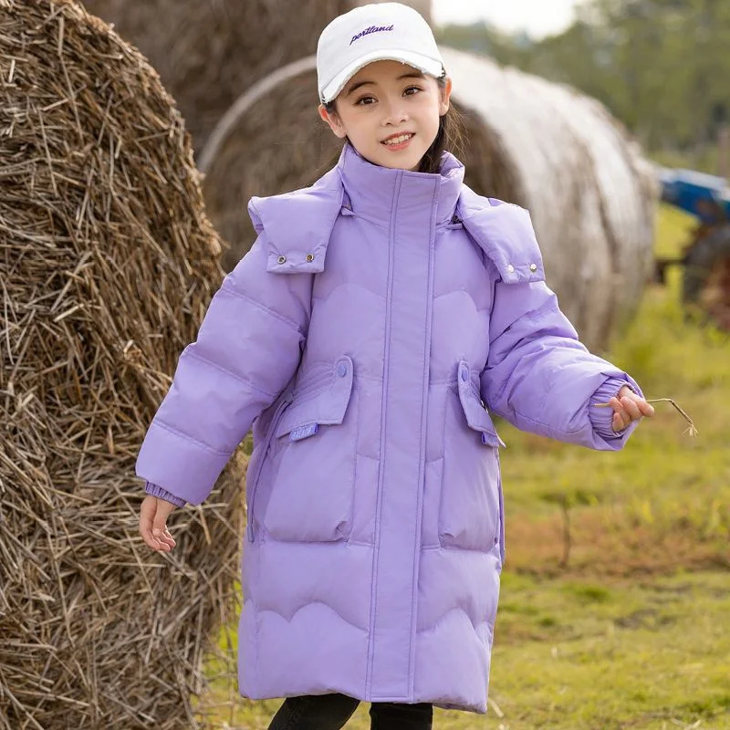 Girls Down Coat Overcoat Jacket Windbreak Outerwear 2024 Violet Winter Autumn Sport Warm Christmas Gift Children's Clothing