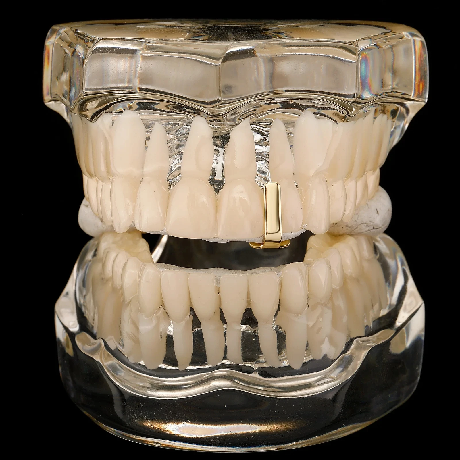 14K Gold Plated Hip Hop Vertical Bar Teeth Grillz Single Glossy Long Stick Tooth Caps Jewelry for Women And Men image 2