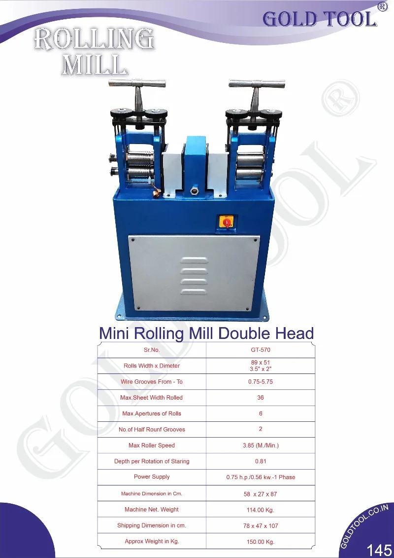Gold Tool Double Head 3.5 X 2 Wire & Sheet Rolling Mill New Condition Cold Rolling Mill with Beari