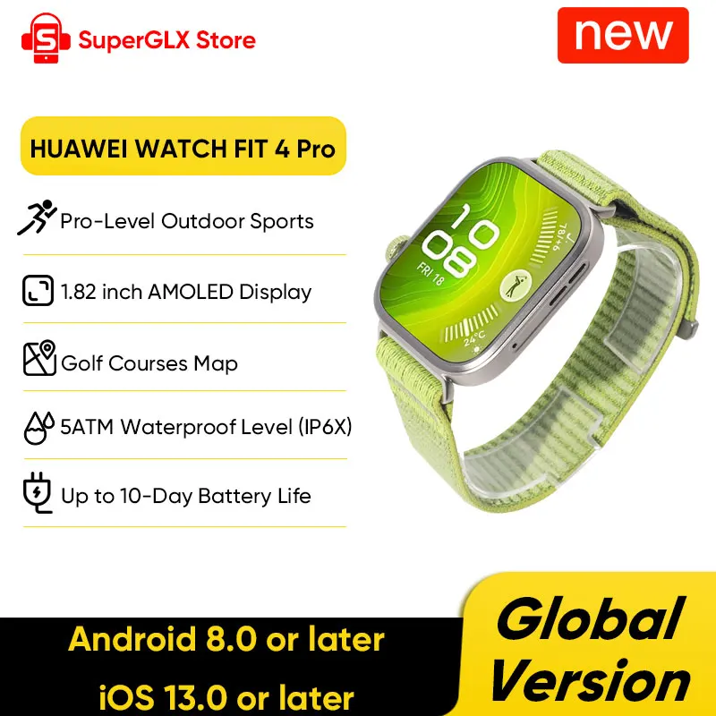 HUAWEI WATCH FIT 4 Pro Smartwatch 1.82'' AMOLED Display Sapphire Glass ECG Sensor iOS & Android Compatible NFC