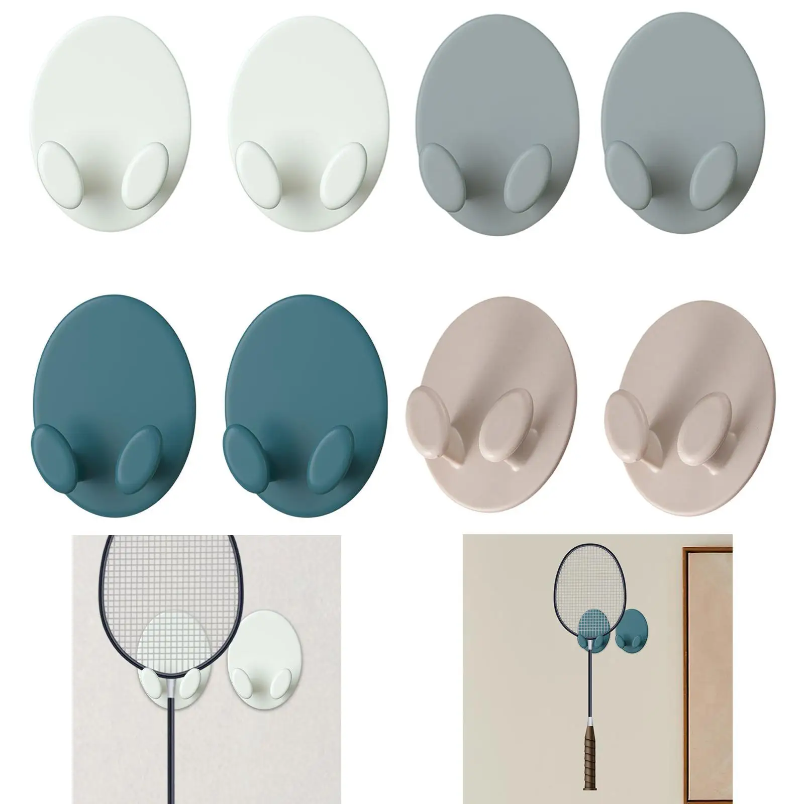 

2Pcs Wall Mounted Racket Racks Badminton Racket Hooks Sleek Hangers Wall Hooks for Home Settings Bedroom Game Room Gym Garage