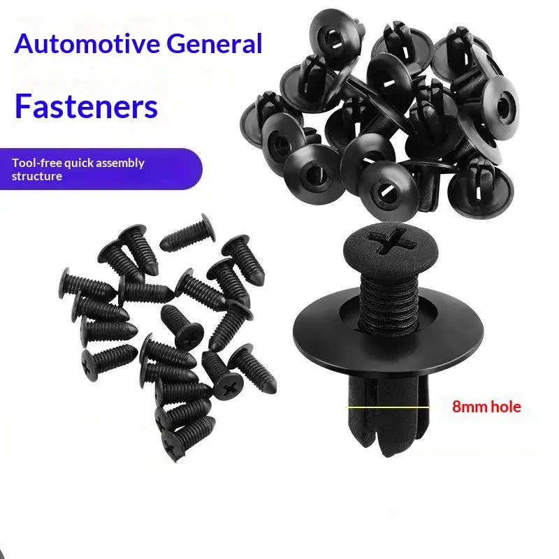 10-200pcs 8mm Plastic Rivets Fasteners Screw Car Bumper Fenders Black Rivet Car Fastener Clips For Multi-brand Cars