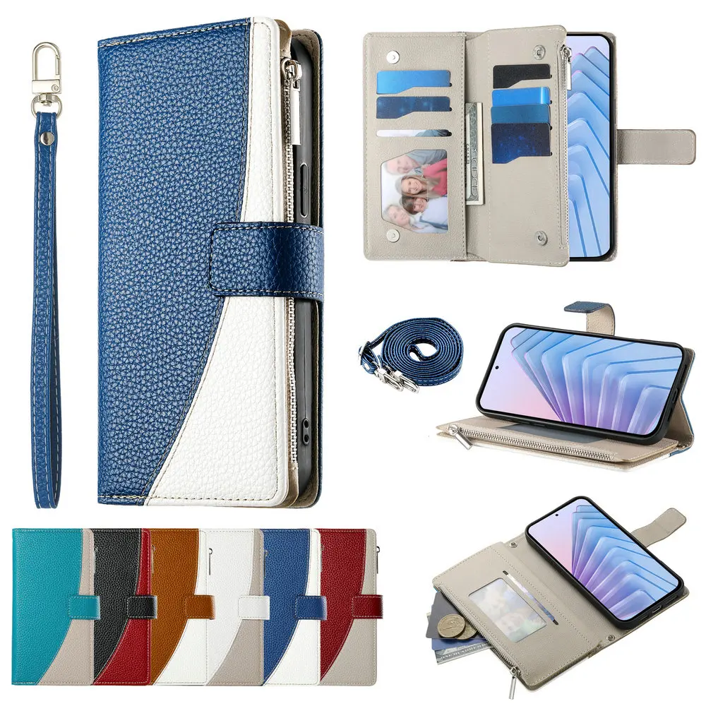 

Для Xiaomi Redmi Note 15 14 Pro Plus 5G флип-чехол через плечо с 6 картами на молнии кожаный чехол для Redmi Note 15 Pro 14S 14 S Cover