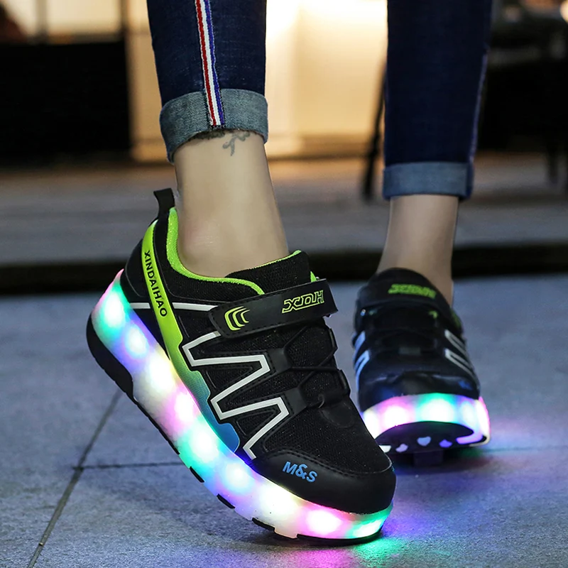 Roller Sneakers With Wheels Kids Summer 2022 Girls Fashion Casual Boys Sports Toys Boots Children Lighted Running LED Shoes