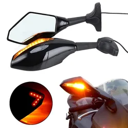 Motorcycle Rearview Mirror Universal LED Turn Signal Mirrors for Yamaha YZF R1 R6 R6S FZR600 YZF-R1 YZF-R6 Honda Suzuki Kawasaki