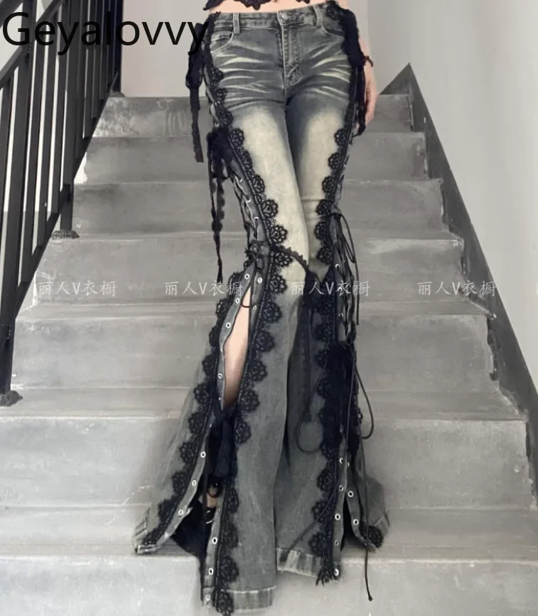 

Корейские шикарные модные синие джинсы с высокой талией и цепочкой, женские весенне-осенние новые прямые мешковатые брюки, свободные утягивающие широкие джинсовые брюки