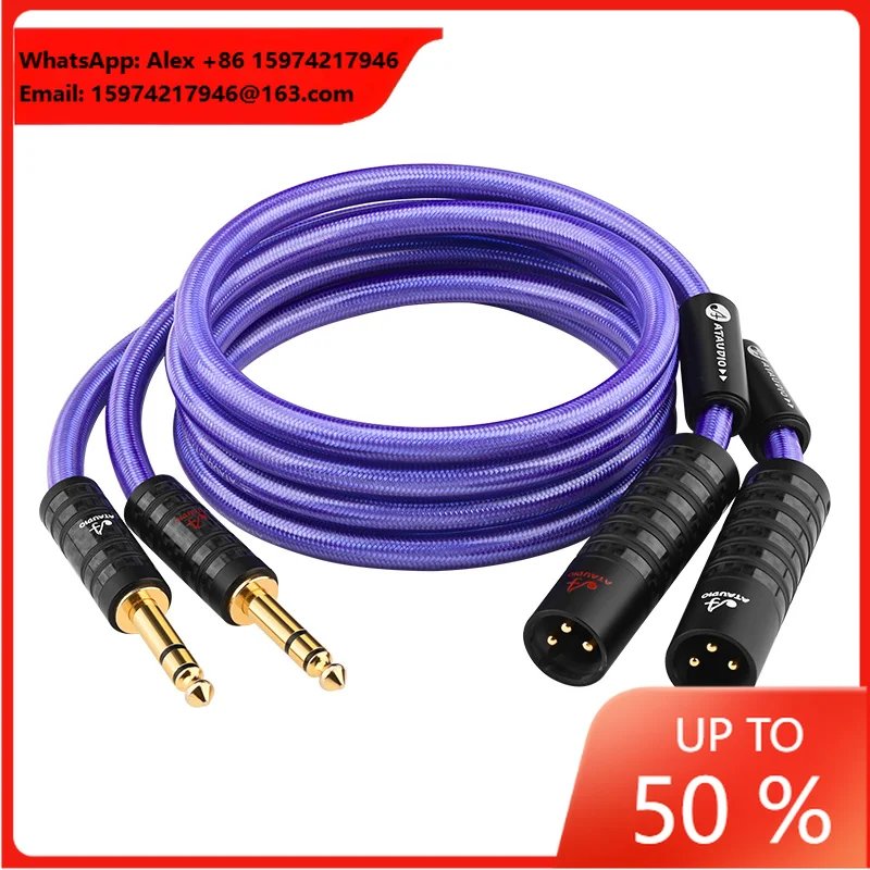 Hifi OCC Sterling Silver-plated Dual 6.5mm To Dual Xlr Audio Cable For Microphone Amplifier Mixer 3 Pin Xlr Male / Female Plug