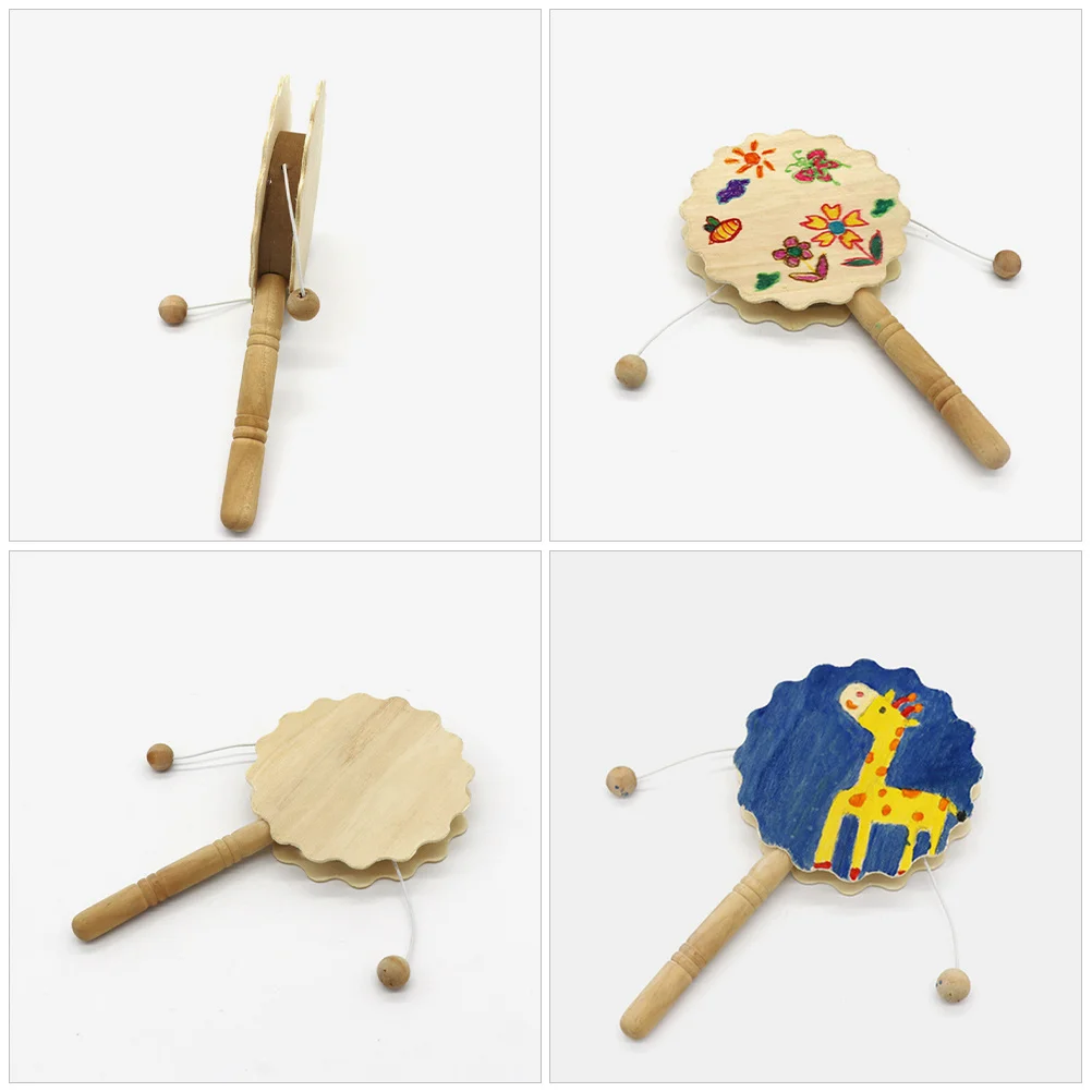 غير مصبوغ حشرجة الموت طبل خشبية DIY بها بنفسك الحرفية اللوحة اللعب المعرفية رسمت باليد زخرفة لوازم الديكور الإبداعية #1