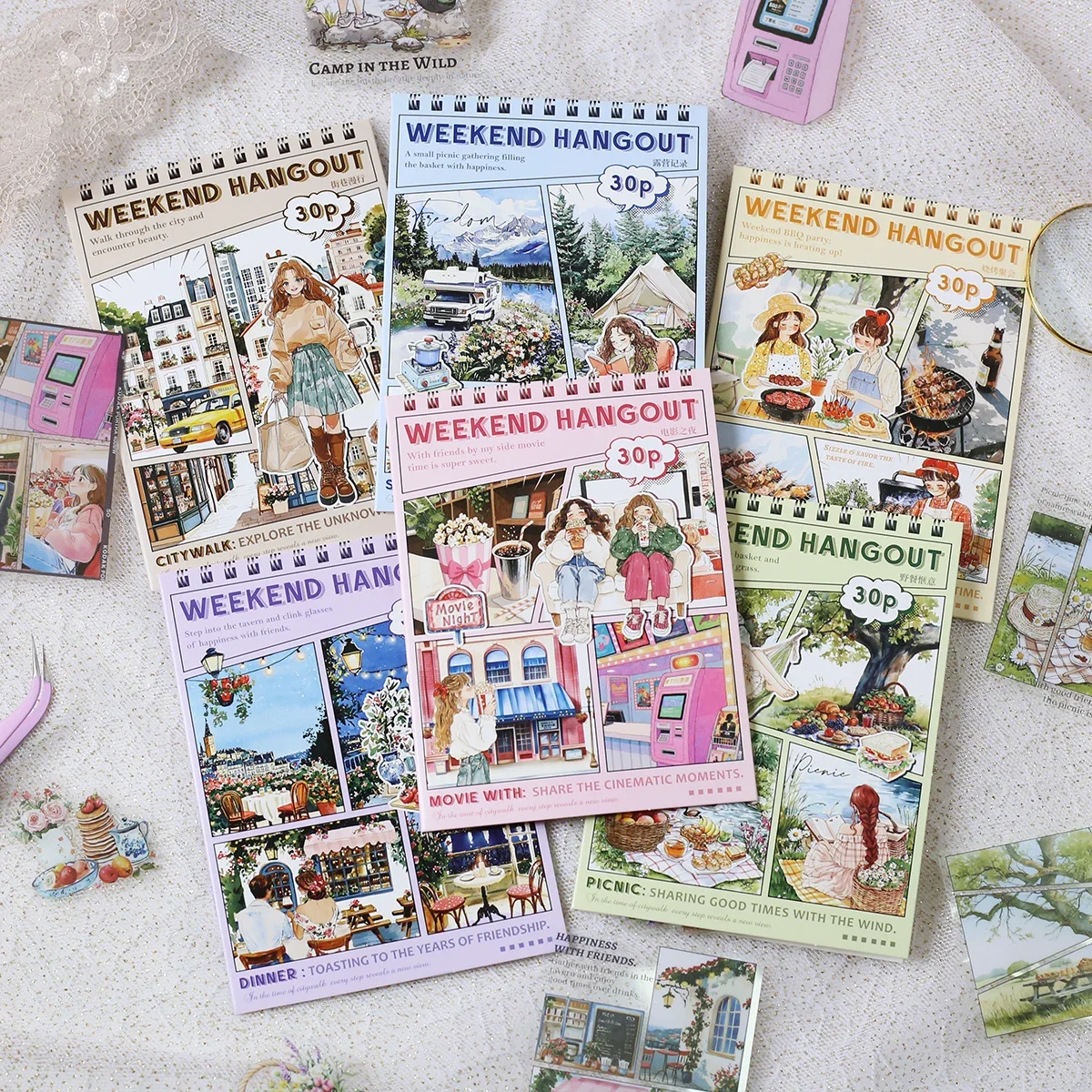 30PCS PET Decoractive Material Sticker Pre-Cut Journaling Sticker Scrapbook Kit Junk Journal Supplies Aesthetic Crafts Stickers image 6
