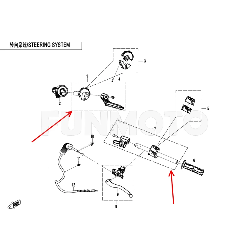 Left  and Right Steering Handle Bar suit CF700CLX code is 6GUV-100110-7001/6GUV-100120-7001