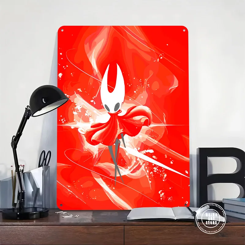 Hornet From Hollow Knight in Red Personalized 3D Textured Metal Poster Wall Art Tinplate Sign for Decoration Room Ornaments Home