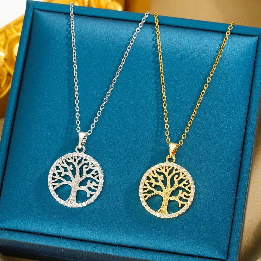 Самые продаваемые женские колье Life Tree из титановой стали уникальные, модные и универсальные.