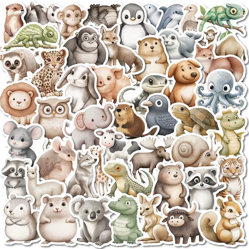 10/30/50 stücke Nette Aquarell Tiere Graffiti Aufkleber Kawaii Pinguin Kaninchen Cartoon Aufkleber DIY Wasser Flasche Telefon Laptop Aufkleber