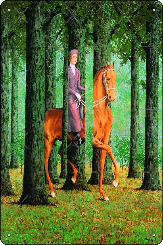 

Забавный металлический жестяной знак Rene Magritte Le Blanc Seing 1965 с художественной печатью для Дома кухни бара комнаты гаража