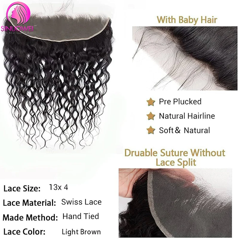 Water Wave Bundles With Lace Frontal Human Hair Weave Bundles With 4x4 Lace Closure Virgin Brazilian Curly Bundles Human Hair