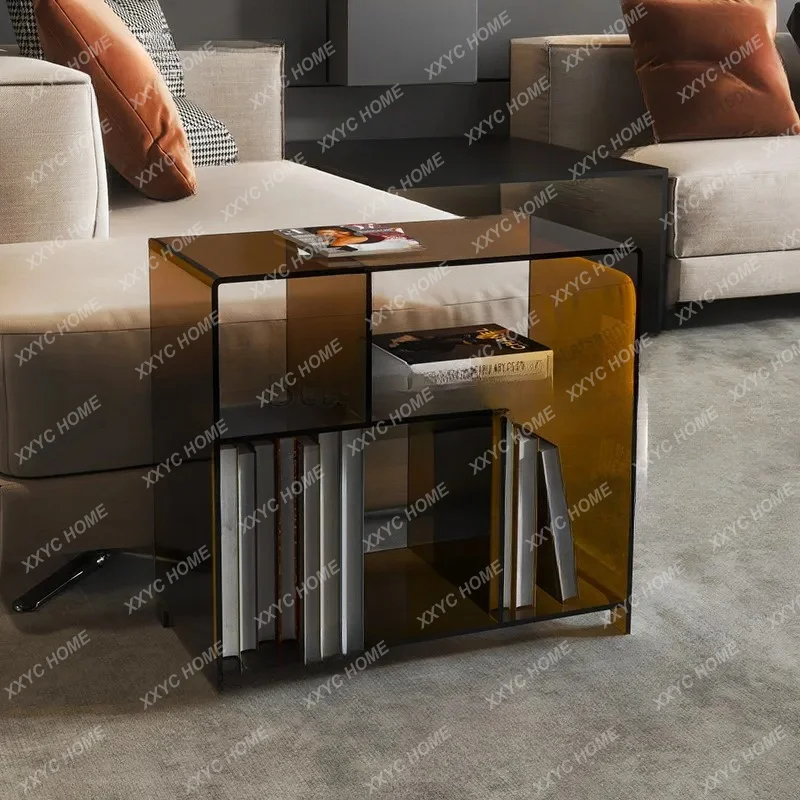 

Light luxury acrylic floor-to-ceiling multi-layer bookshelf, very narrow low cabinet storage rack