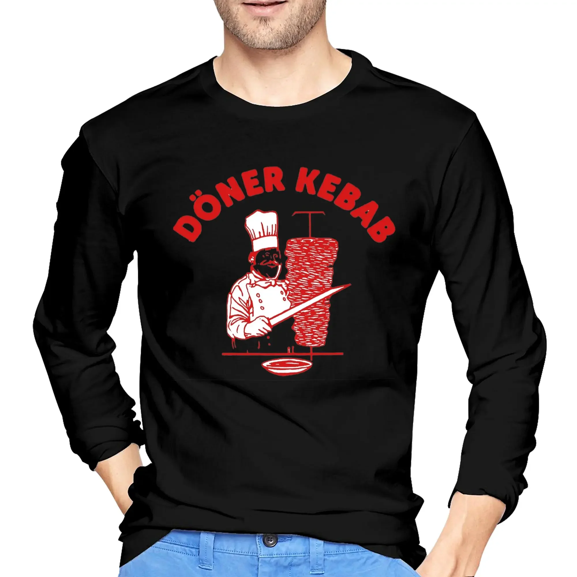 

Doner Kebab Men's Long Sleeved T-shirt Fashion Round Neck T shirts Spring and Autumn Men tops