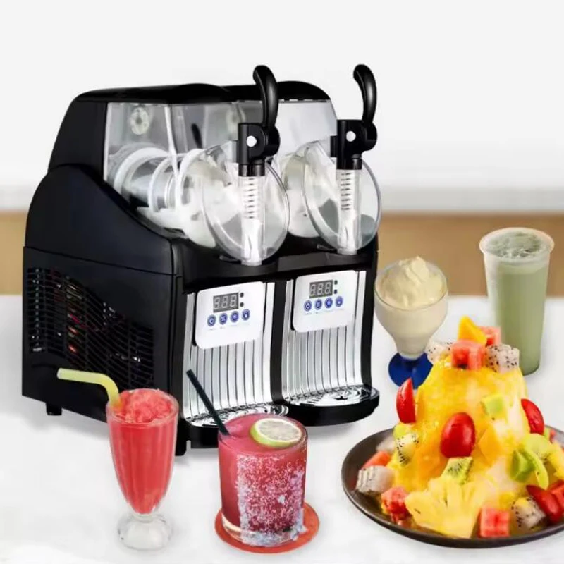 Food Beverage Commercial Slush Machine 5L Fruit Slush Ice Machine 300W Double-Cylinder Frozen Drink Ice Smoothie Machine