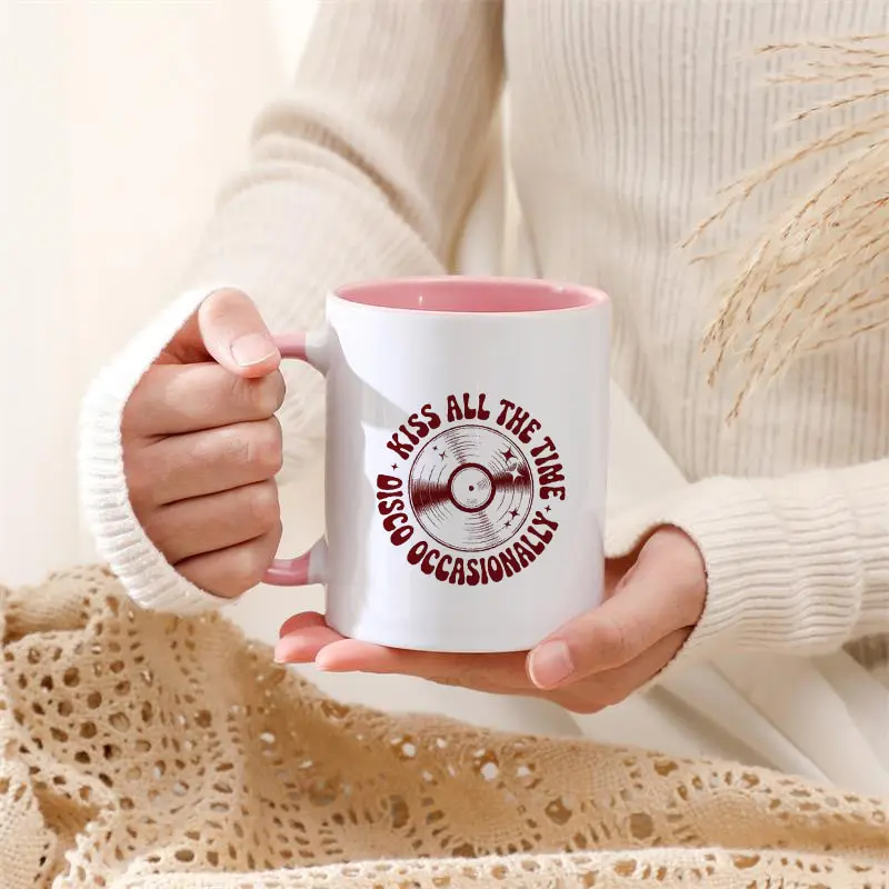 Kiss All the Time. Disco Occasionally Mugs Travel Beer Porcelain Coffee Tea Kitchen Cup Friends Album Merch Tour Gift Cup