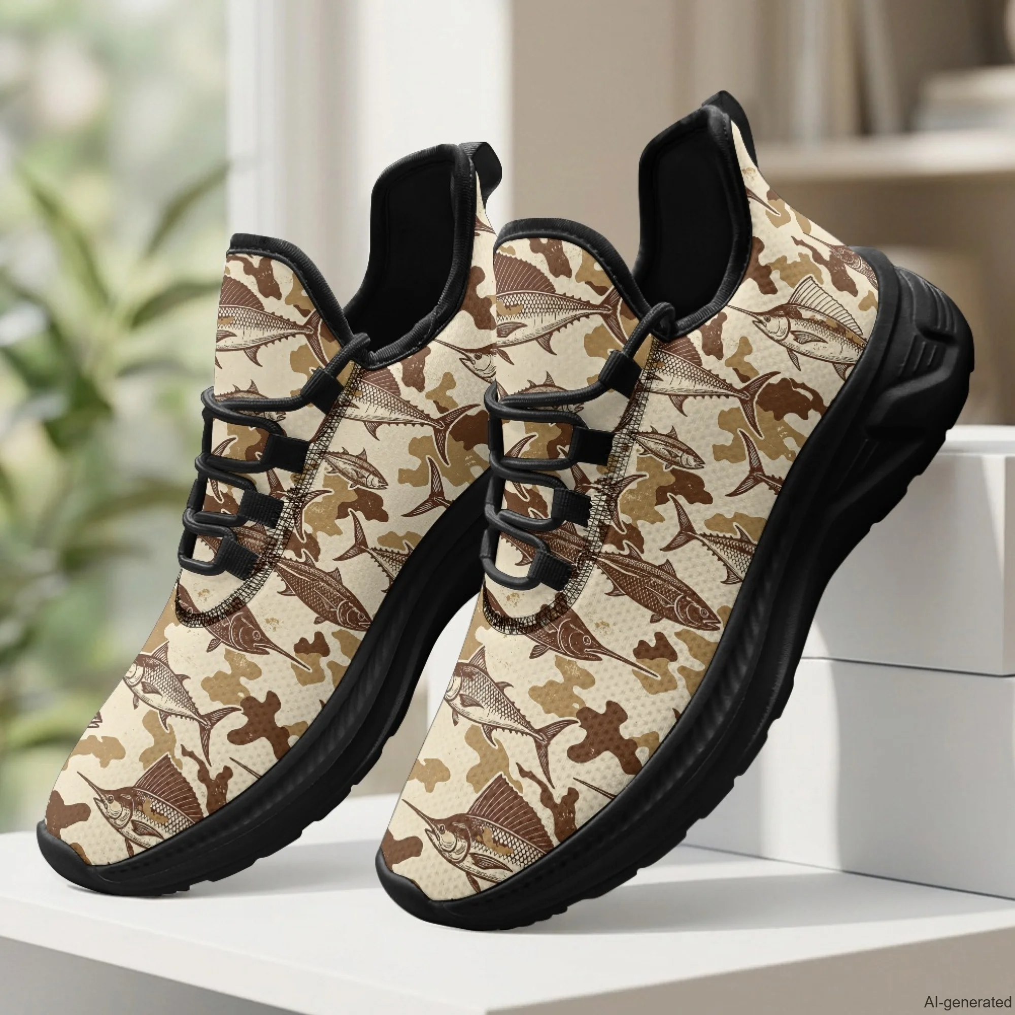 XIXIRIMIDO Womens Walking Shoes Fishing Camo Print Football Sneakers Mens Gym Sports Casual Fashion Shoes Trainers Shoes 35-48