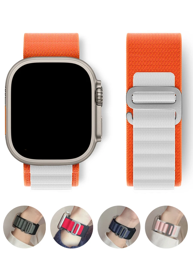 جبال الألب حلقة حزام لساعة أبل الترا 2 الفرقة 49 مللي متر 44 مللي متر 40 مللي متر 45 مللي متر 41 مللي متر 46 مللي متر 42 مللي متر سوار iWatch سلسلة 10 SE 9 8 7 6 5 4 العصابات