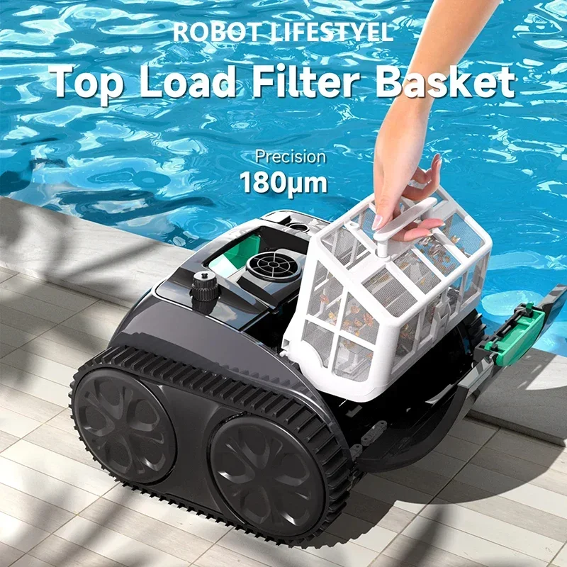 Cordless Pool Cleaner Vacuum  Swimming Pool Robot C1Max Stronger Suction 180um Filtration APP Control Runtime 180mins