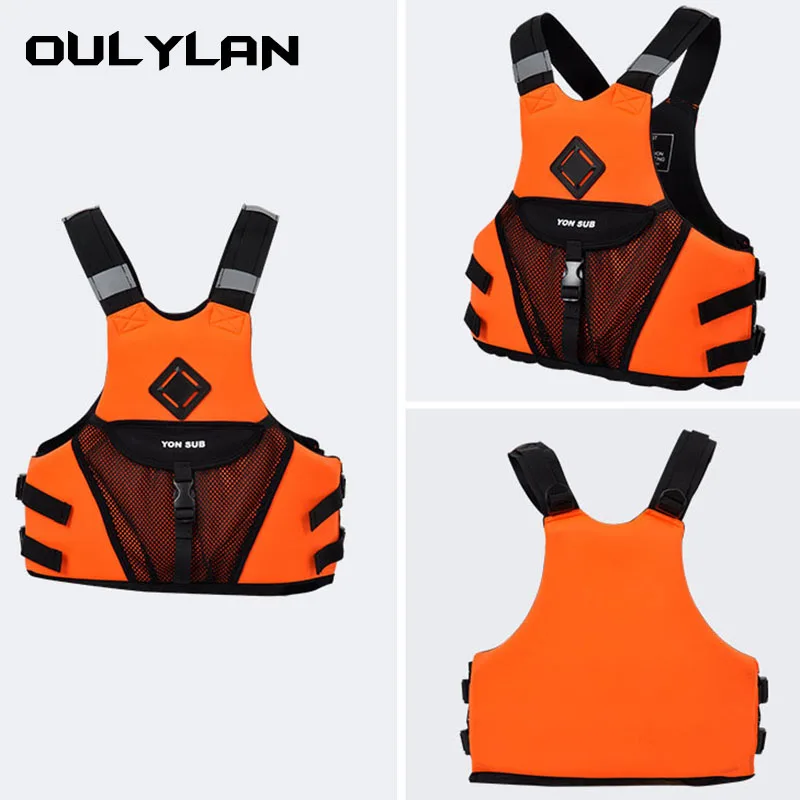 Oulylan Buoyancy Vest Front Pocket Fishing Surfing Vest Neoprene Life Jacket Portable Surfing Sail Swimming Life Vest