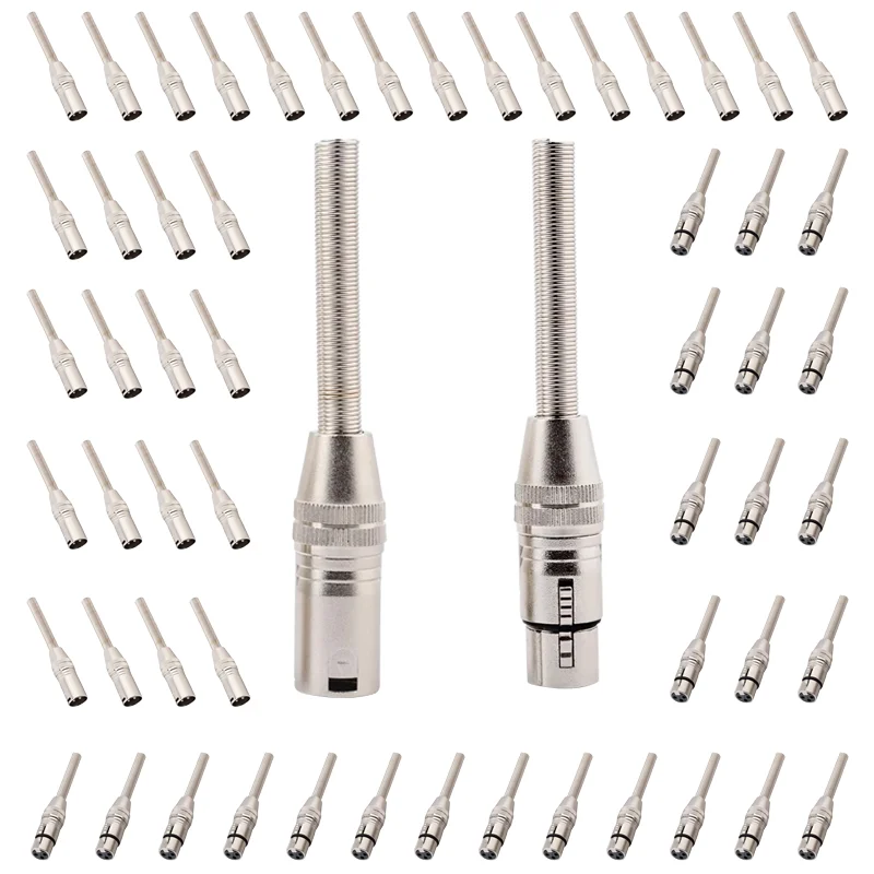 

5/20/100PCS 3PIN XLR Male Female Socket Plug KTV Microphone With Long Tail Spring Soldering Cable Terminal Connectors