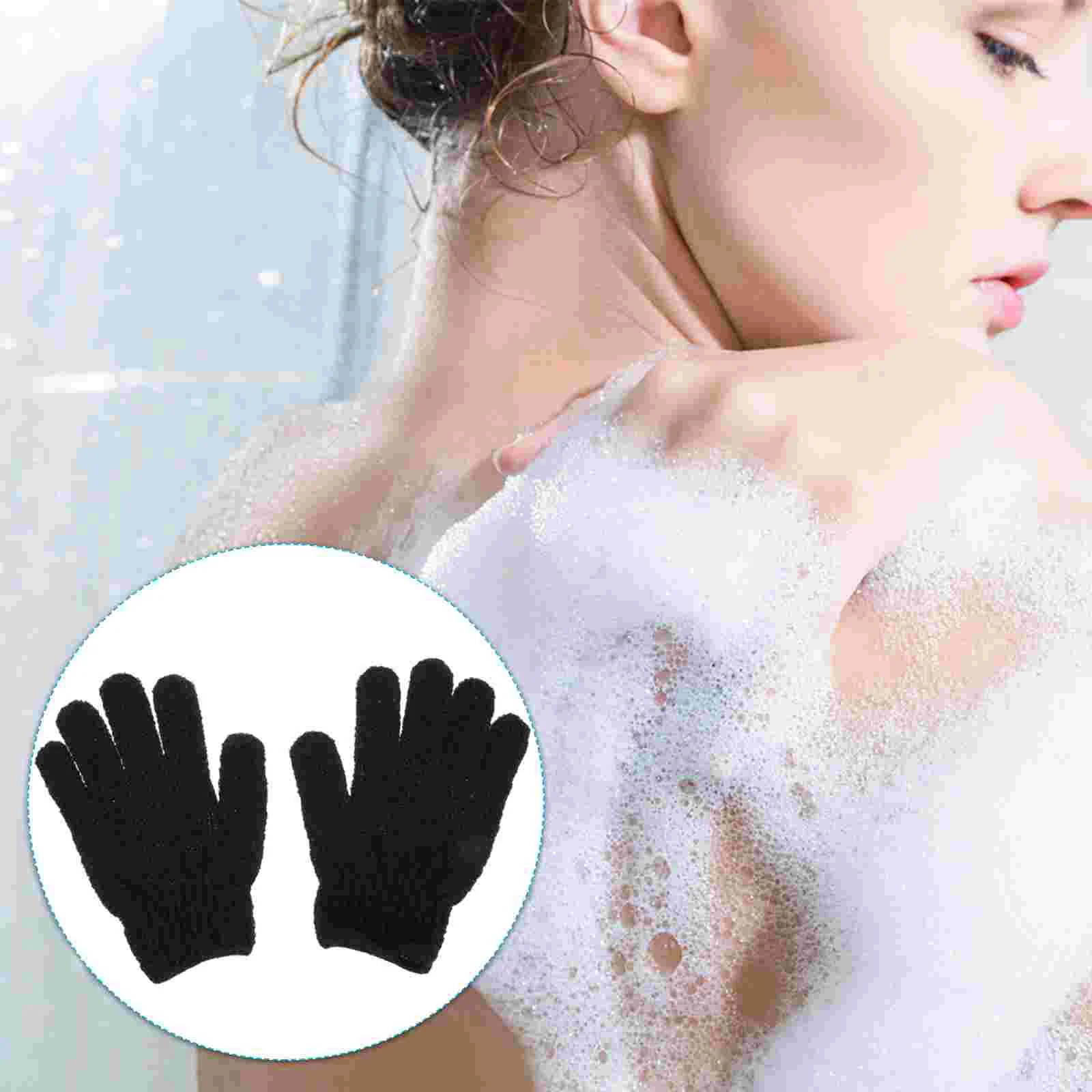 

4 Pairs Back Scrub Gloves Five Fingers Shower Bath Exfoliating Facial Sponges Body Massage Polyester Man