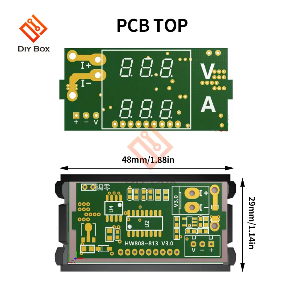 Mini voltmètre de voiture numérique, ampèremètre DC 100V 10a 50a 100a, panneau d\'affichage LED, tension, testeur de courant