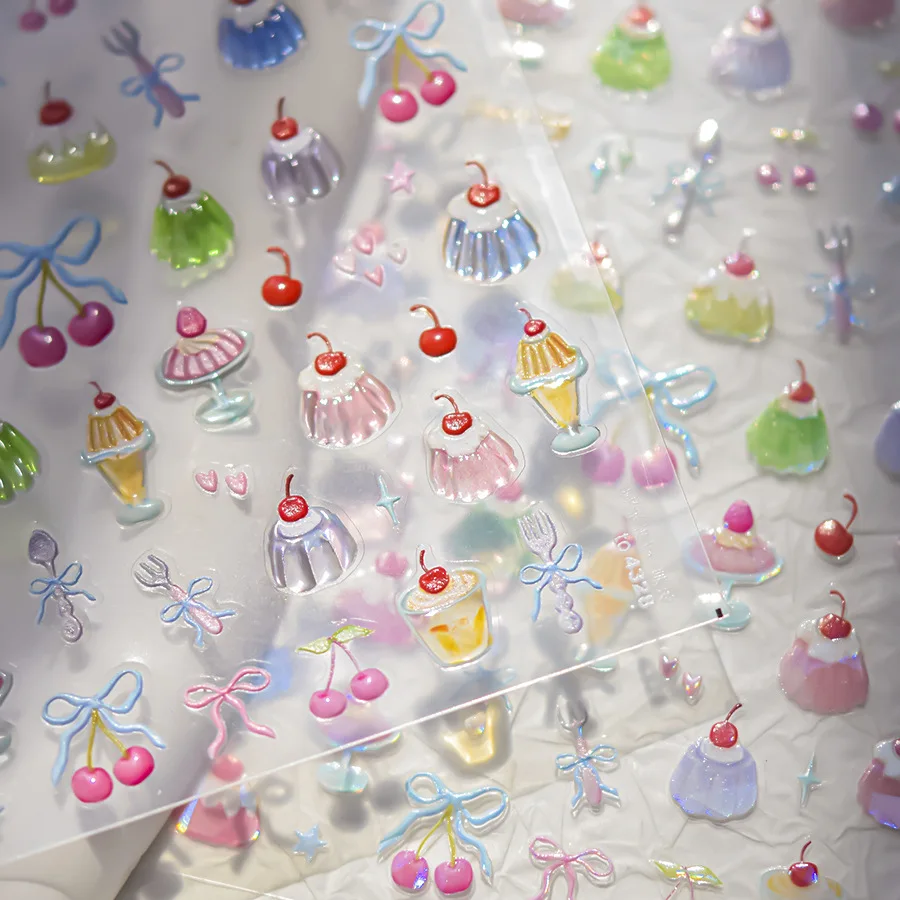 5D cute and delicious pudding jelly nail art stickers high quality fantasy candy embossed nail art decoration auxiliary stickers