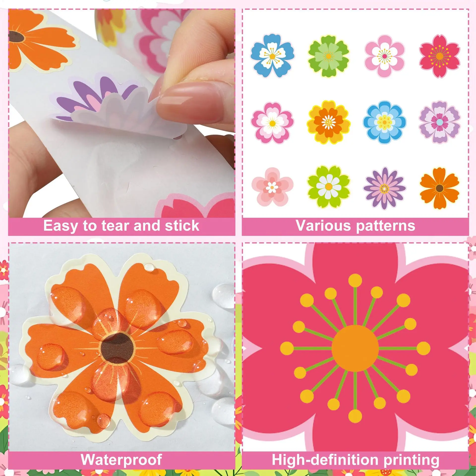 50-500pcs Floral Pattern Stickers Birthday Wedding Party Gift Wrapping Label Scrapbook Stationery Stickers