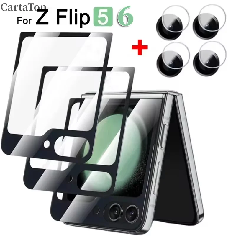 

3D изогнутая защитная пленка для экрана Samsung Galaxy Z Flip 6 5, внешняя защитная пленка с закаленным стеклом для камеры