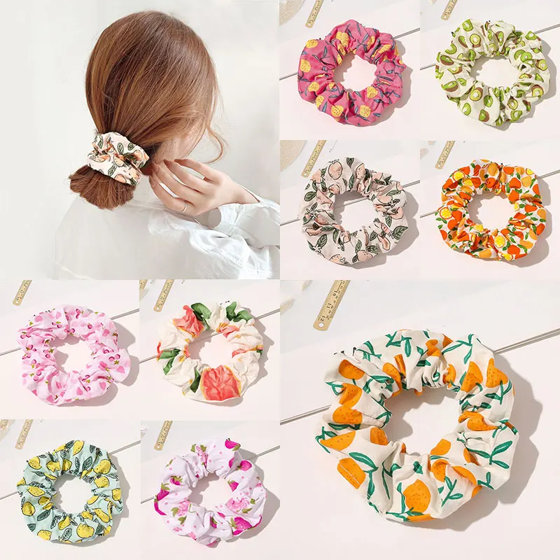 Sweet Avocado Lemon Fruit Print Scrunchies accessori per capelli per ragazze elastico per capelli elastico corda per capelli coreana fascette per