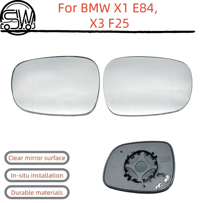 For BMW X1 E84, X3 F25 Rearview Mirror Glass 4‑Pin Anti‑Glare With Harness And Heating.