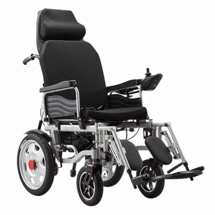 Adjustable Power 12Ah Steel Electric Wheelchair with Lead Acid Battery Reclining Silla De Ruedas Rehabilitation Therapy Supplies